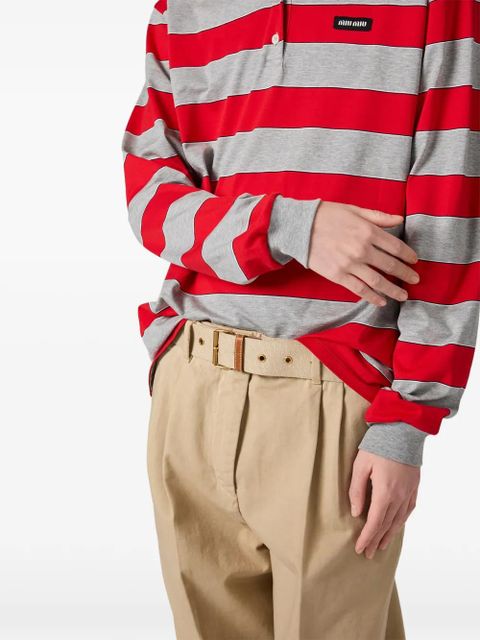 Miu Miu striped long-sleeve polo shirt - Red