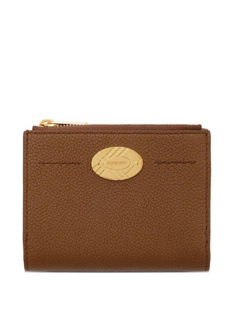Burberry check engraved leather bifold wallet - Brown - zdjęcie produktu nr 1