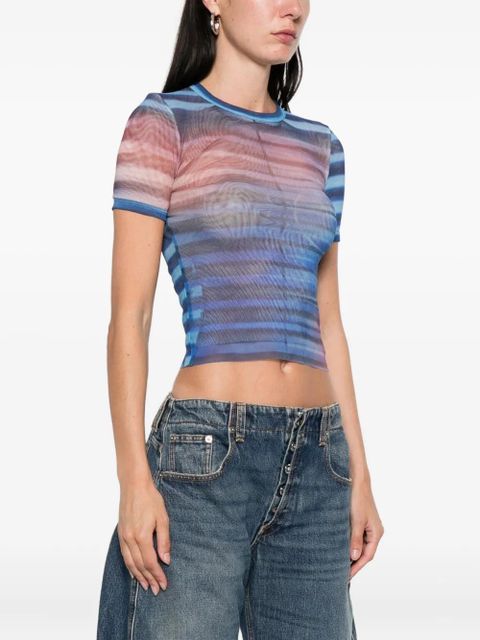 Jean Paul Gaultier striped mesh top - Blue