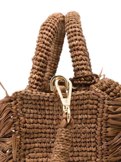 MC2 Saint Barth mini fringed raffia tote bag - Brown