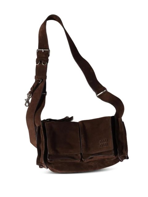 Miu Miu Utilitaire suede shoulder bag - Brown