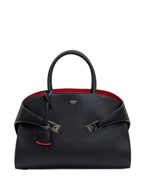 Ferragamo medium Hug leather tote bag - Black - zdjęcie produktu nr 1