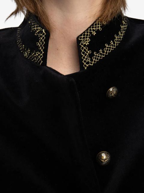 Zadig&Voltaire velvet-effect embellished-collar jacket - Black