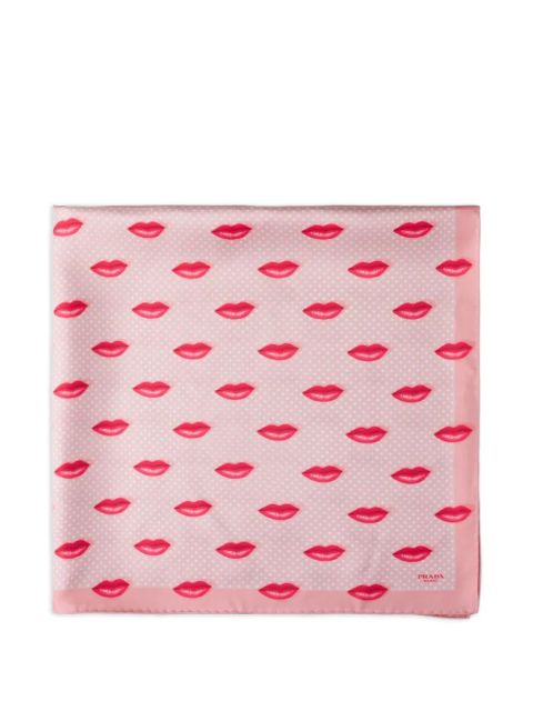 Prada printed silk twill scarf, 90 x 90 cm - Pink - zdjęcie produktu nr 1