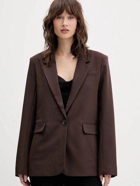 Abercrombie & Fitch marynarka kolor brązowy jednorzędowa gładka KI144-5233-480 - zdjęcie produktu nr 1