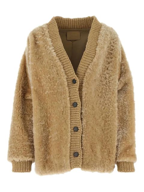 Prada wool-blend shearling cardigan - Neutrals - zdjęcie produktu nr 1