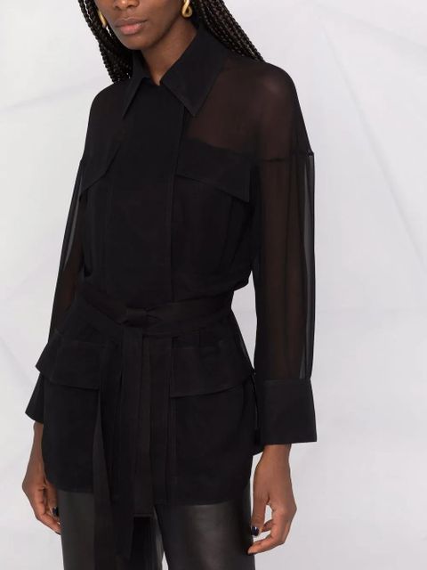 Ferragamo tie-fastening shirt jacket - Black