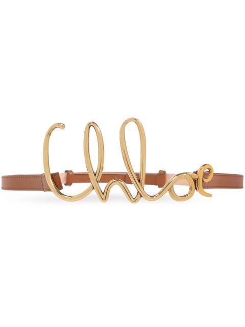 Chloé logo buckle leather belt - Brown - zdjęcie produktu nr 1