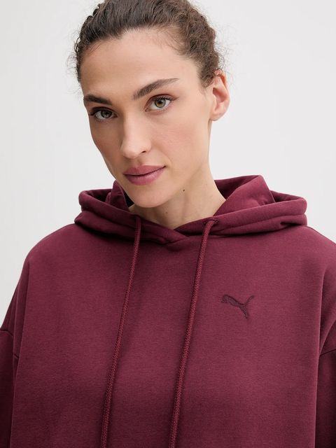 Puma bluza damska kolor bordowy z kapturem 688151
