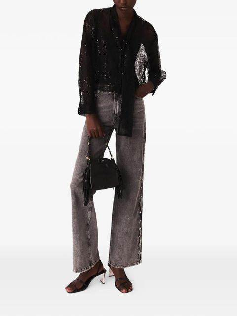 Maje sequinned lace shirt - Black