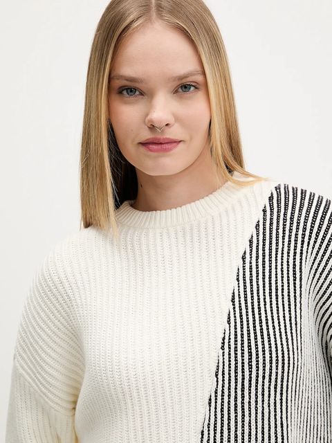 Desigual sweter NOME damski kolor beżowy ciepły 25WWJF26