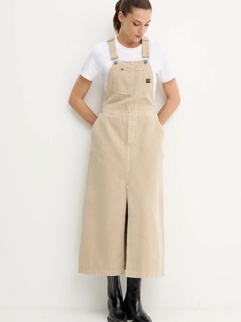 G-Star sukienka jeansowa 0 kolor beżowy maxi prosta D26965.E078 - zdjęcie produktu nr 2