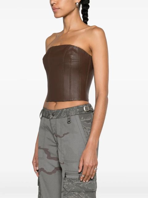 AMIRI bustier-style leather top - Brown
