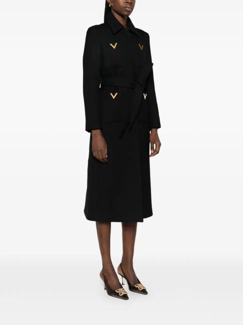 Valentino Garavani logo-detail single-breasted coat - Black