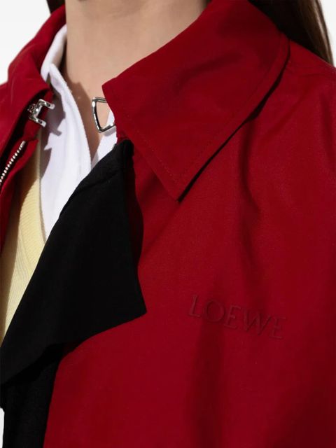 LOEWE draped-detail embroidered-logo zip-up jacket
