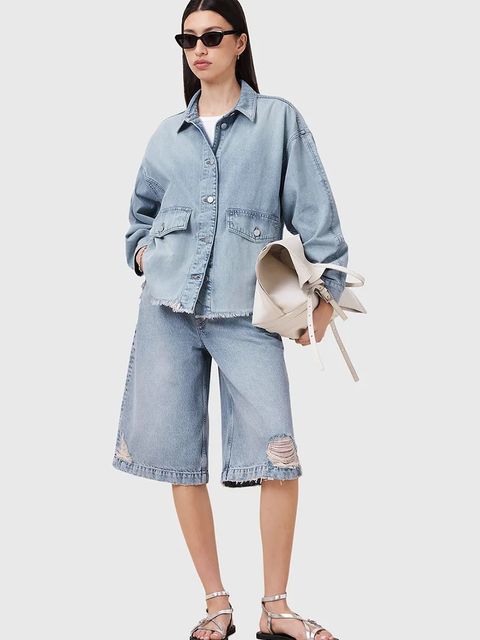 AllSaints kurtka z domieszką lnu HETTIE