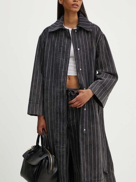 Day Birger et Mikkelsen płaszcz jeansowy Hobbes - Denim Stripes damski kolor czarny przejściowy oversize DAY65243251 - zdjęcie produktu nr 1