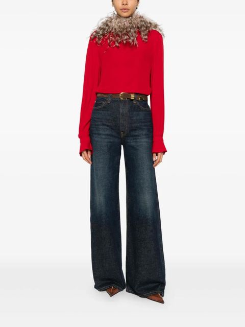Valentino Garavani feather-trim blouse - Red