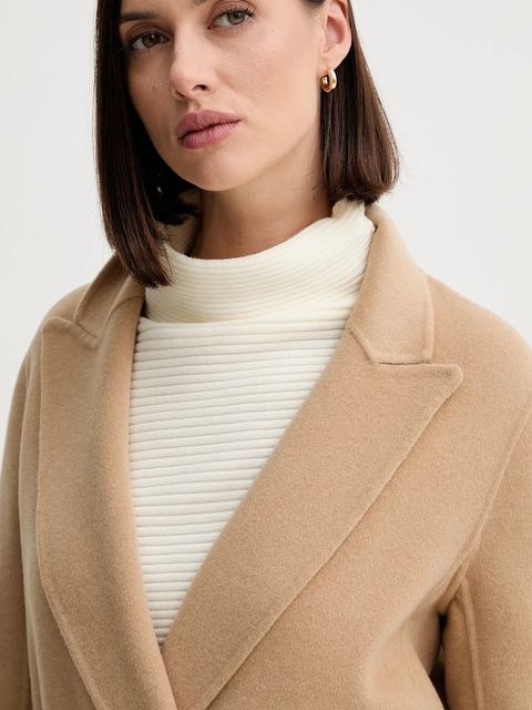 Marella płaszcz z wełną kolor beżowy 2523016011200