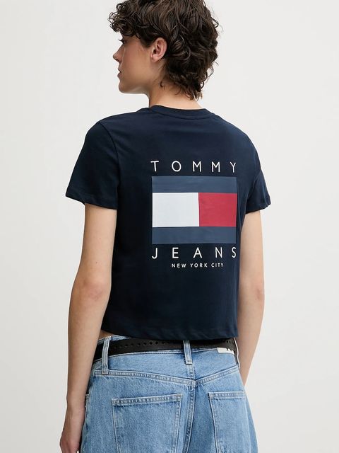 Tommy Jeans t-shirt bawełniany damski kolor granatowy DW0DW21423 - zdjęcie produktu nr 1