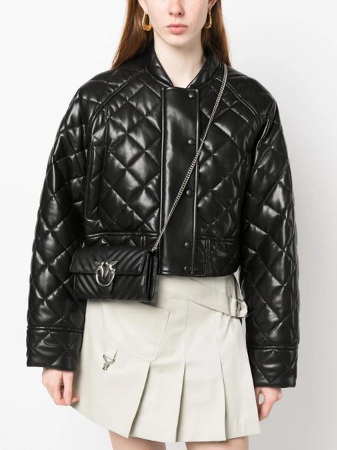 PINKO Love One quilted wallet-on-chain - Black - zdjęcie produktu nr 2
