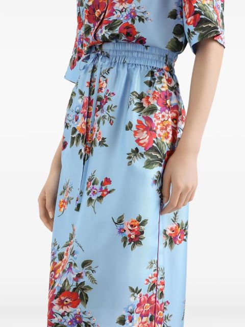 Dolce & Gabbana floral-print elasticated midi skirt - Blue