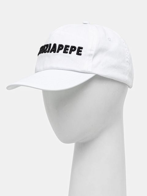 Patrizia Pepe czapka z daszkiem bawełniana kolor biały 8F0079 AB01 - zdjęcie produktu nr 1