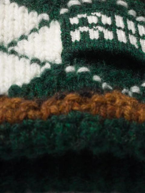 Miu Miu logo-embroidery argyle-pattern headband - Green - zdjęcie produktu nr 2