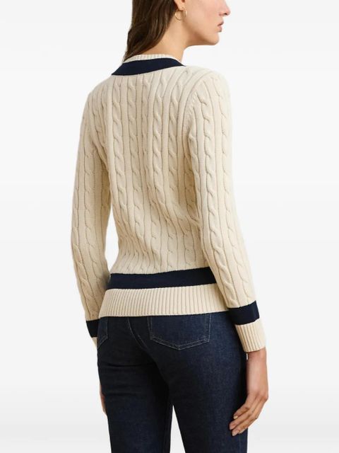 Lauren Ralph Lauren cable-knit logo-embroidered sweater - Neutrals