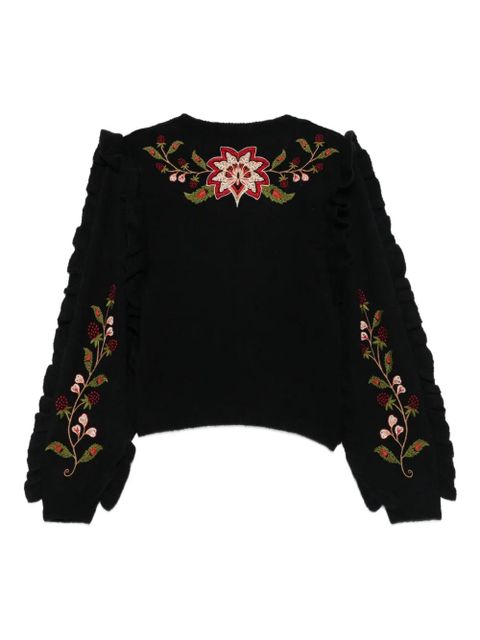 FARM Rio berry-embroidered cardigan - Black - zdjęcie produktu nr 2