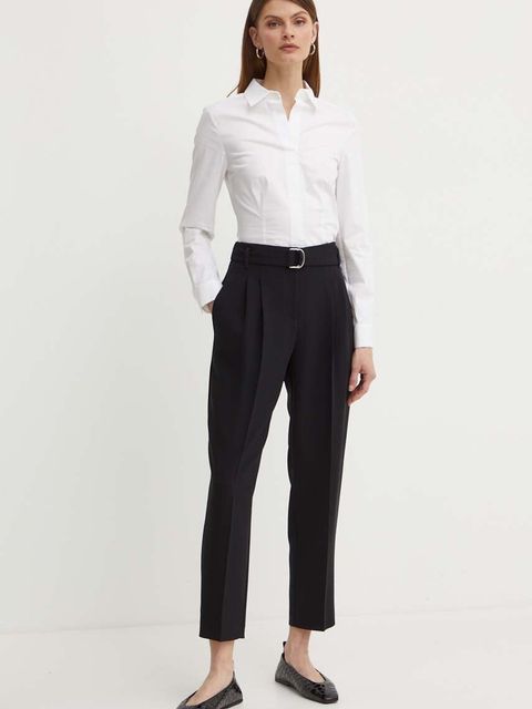 BOSS koszula Bashinah damska kolor biały slim z kołnierzykiem klasycznym