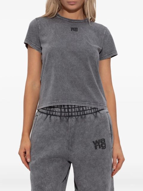 Alexander Wang logo-embroidered cotton top - Grey