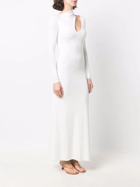 MANURÍ cut-out detail long-sleeve dress - White