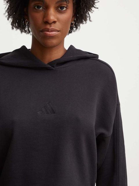 adidas bluza bawełniana All SZN damska kolor czarny z kapturem gładka JI9104