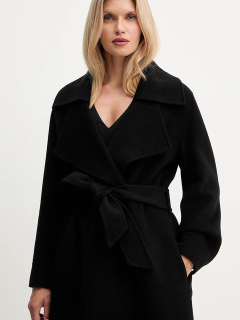 Simona Corsellini płaszcz wełniany kolor czarny A25CPCPV0101