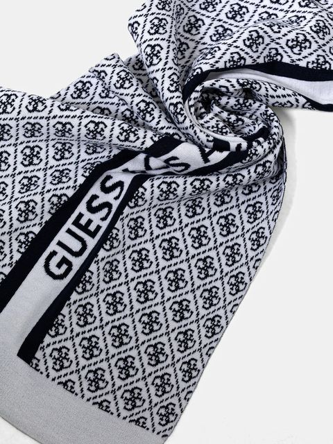 Guess szalik z domieszką wełny SEVYN kolor beżowy wzorzysty W4BZ22 Z3JD2