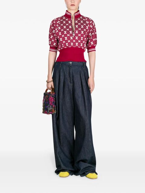 DRIES VAN NOTEN ribbed jacquard sweater - Red - zdjęcie produktu nr 2