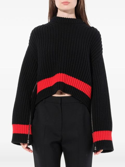Alexander McQueen zipped sleeves chunky knit sweater - Black - zdjęcie produktu nr 1