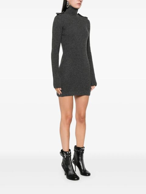 Alexander McQueen ribbed roll-neck mini dress - Grey