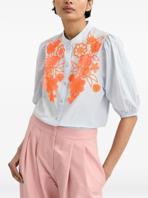 Essentiel Antwerp Jorja floral-embroidered shirt - Blue