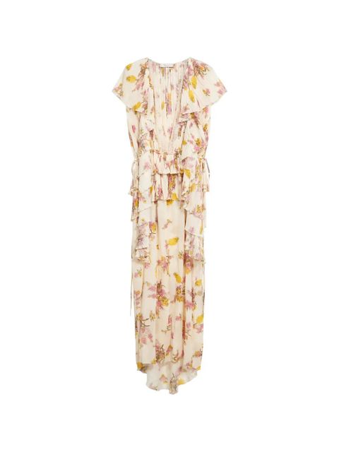 Blumarine floral pleated ruffled dress - Neutrals - zdjęcie produktu nr 1