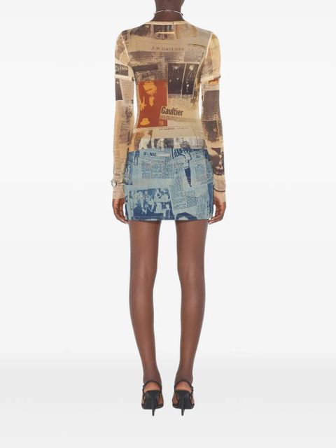 Jean Paul Gaultier double-sleeves journal-print top - Neutrals - zdjęcie produktu nr 2