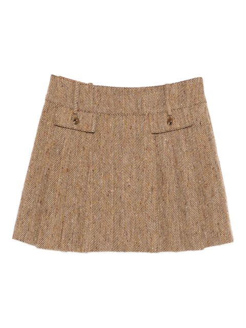 Anna Sui herringbone mini skirt - Brown - zdjęcie produktu nr 1