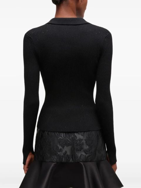 GANNI logo-detail polo shirt - Black