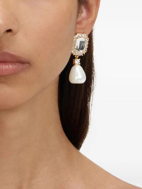Self-Portrait crystal pearl drop earrings - Gold - zdjęcie produktu nr 2