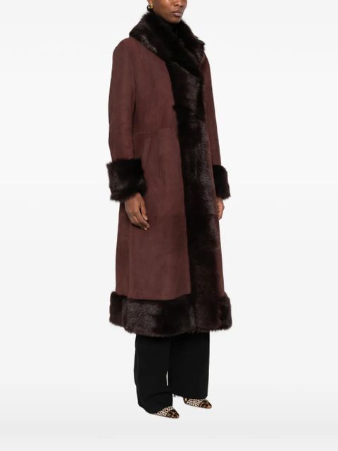 Nour Hammour Kaya single-breasted fur coat - Brown