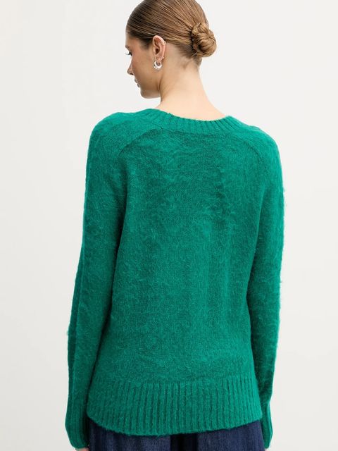 United Colors of Benetton sweter z dodatkiem moheru damski kolor zielony 1VAAD10EX - zdjęcie produktu nr 2