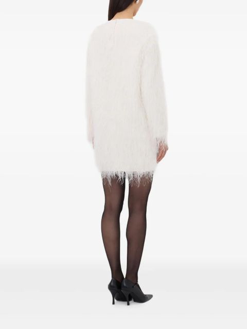 LouLou de Saison Tina fringe long-sleeve mini dress - White