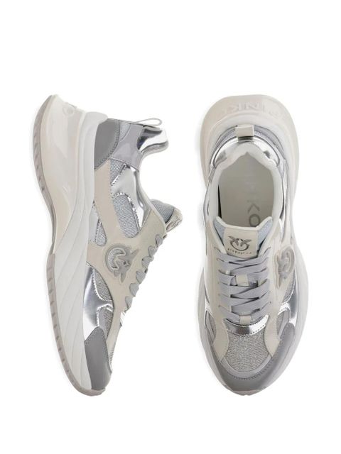 PINKO Ariel mirror-finish sneakers - Grey