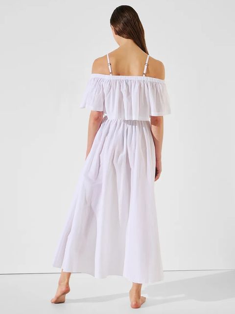 Karl Lagerfeld spódnica bawełniana kolor biały maxi rozkloszowana A2W46043